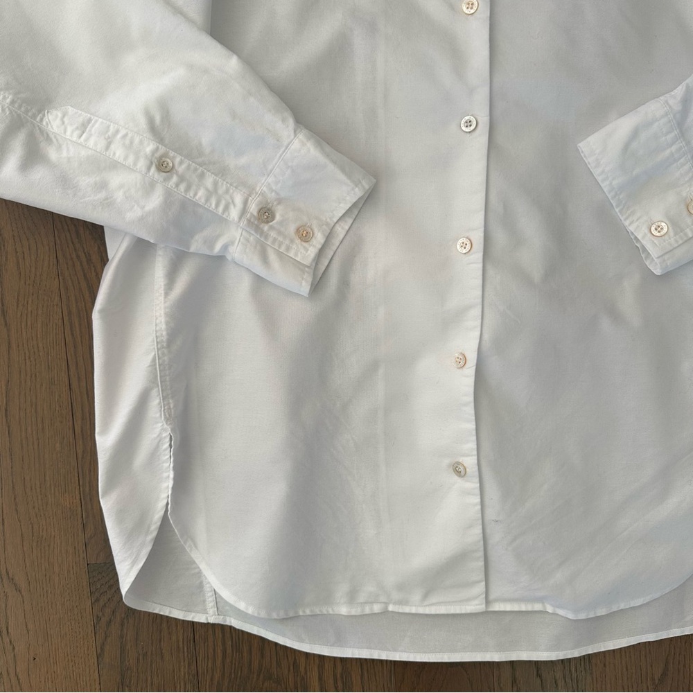 AYR The Tate Oxford Cloth Collared Long Sleeve Shirt in White Size Large - Picture 6 of 10